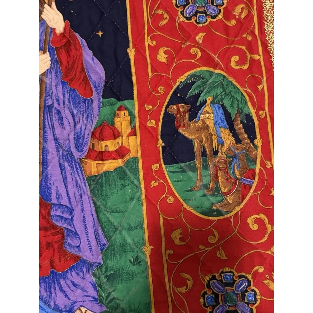 Handmade Quilted Nativity Wall Hanging Peace On Earth Cranston 27.5x35